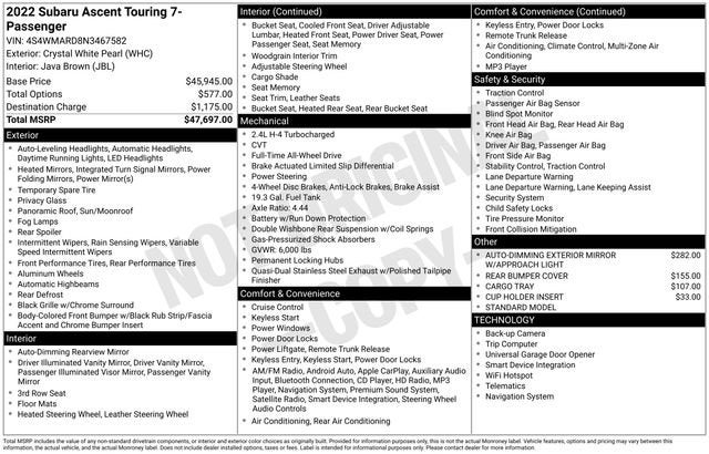 2022 Subaru Ascent Touring