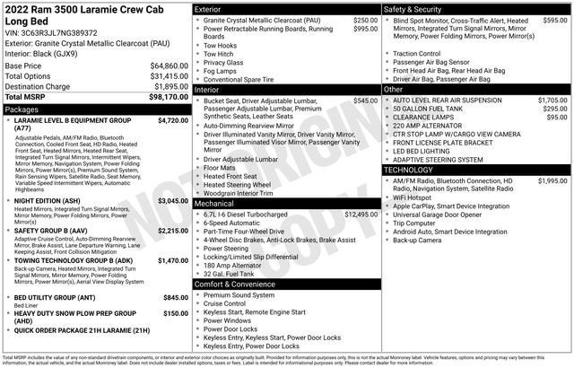 2022 RAM 3500 Laramie Crew Cab 4x4 8' Box