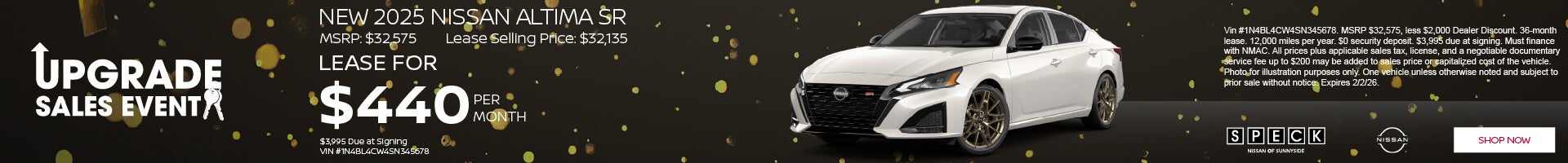 440 per month lease new 2025 nissan altima