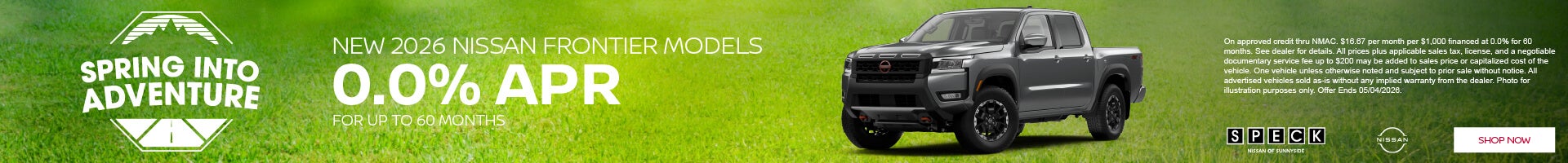 0 apr for 60 months on new nissan frontier models