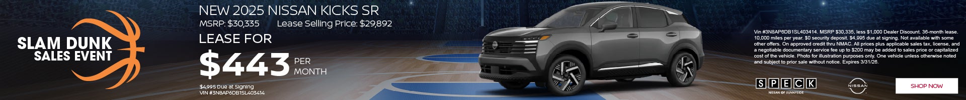 nissan kicks lease $443 per month