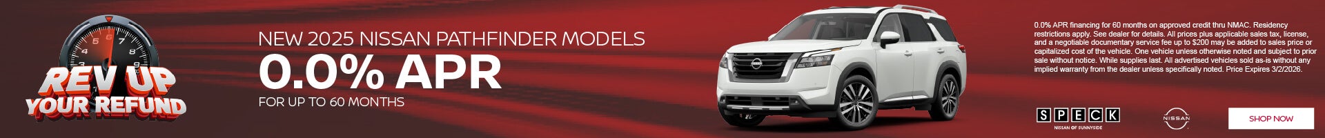 0% apr for 60 months on new 2025 nissan pathfinder models