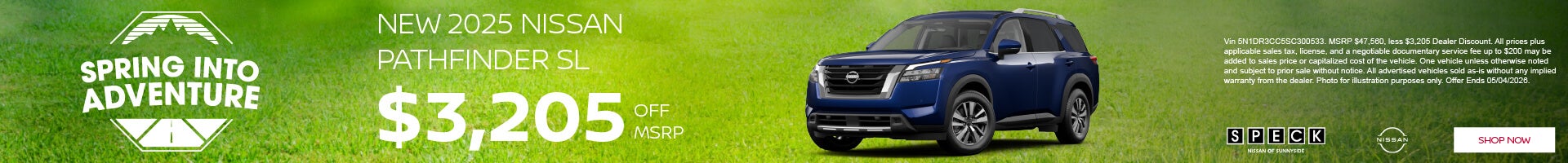 3205 off msrp on a new 2025 nissan pathfinder
