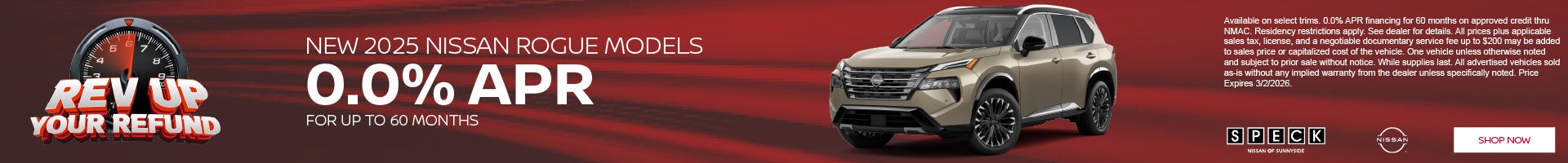 0% financing for 60 months on new nissan rogue models