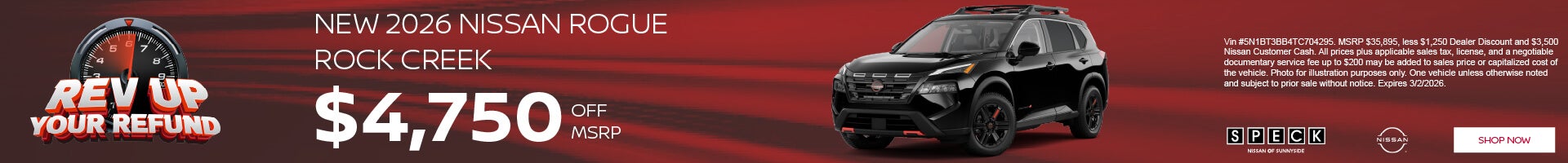 $4750 off msrp on a new nissan rogue