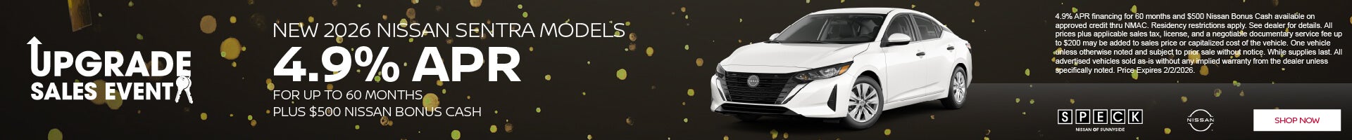 4.9% apr on nissan sentra models