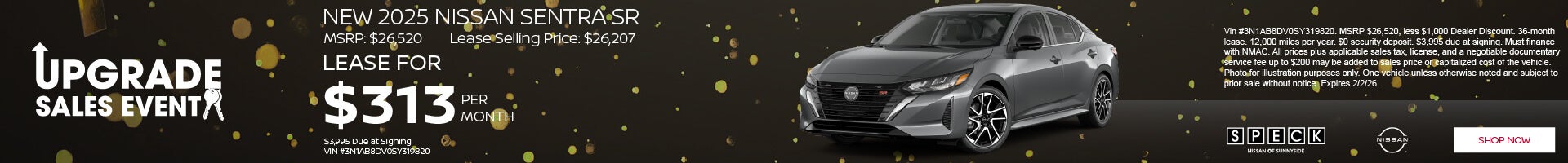 lease a new nissan sentra for $313 per month