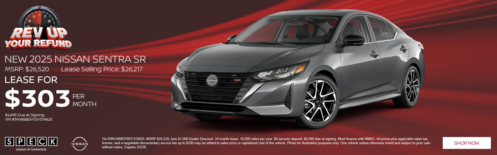 new 2025 nissan sentra $303 per month lease