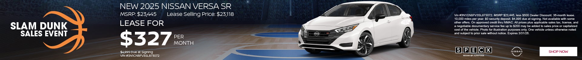 nissan versa $327 per month lease