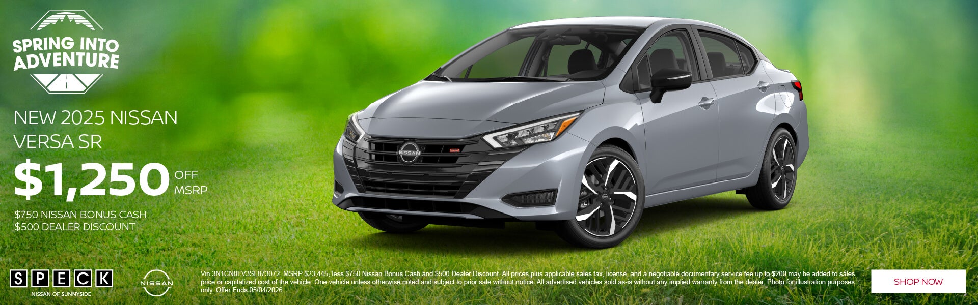 1250 off msrp on a new nissan versa